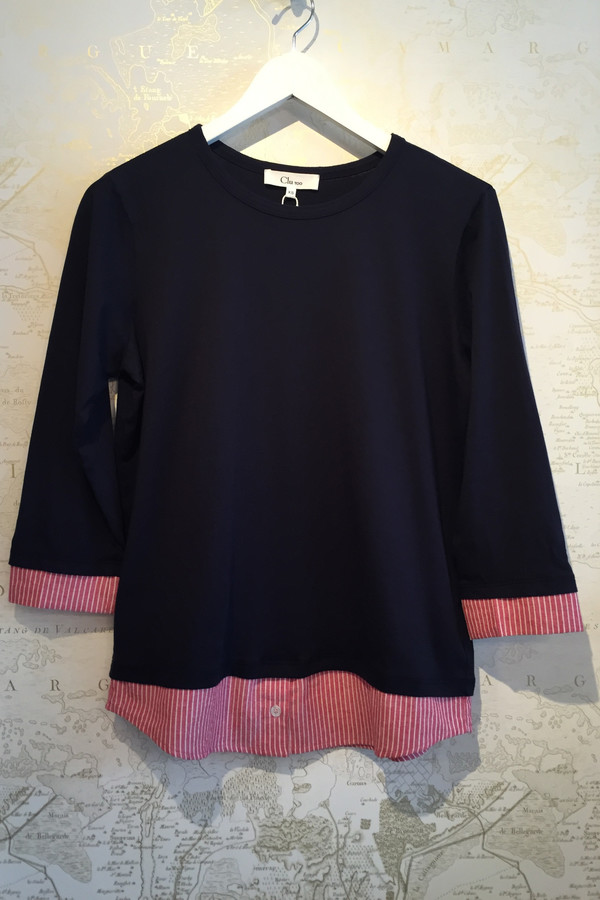 Clu Long sleeve cotton top with stripe tail Clu Long sleeve cotton top with stripe tail