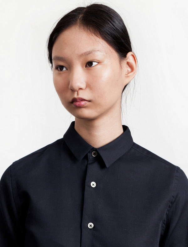 Niuhans Womens Double Cloth Shirt Navy Niuhans Womens Double Cloth Shirt Navy