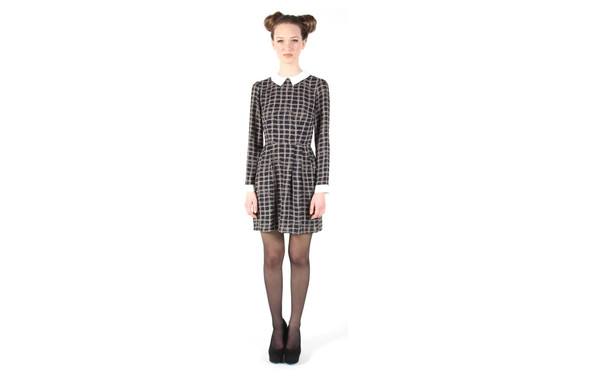 Birds of North America Pygmy Owl Dress (Navy Crosshatch) Birds of North America Pygmy Owl Dress (Navy Crosshatch)
