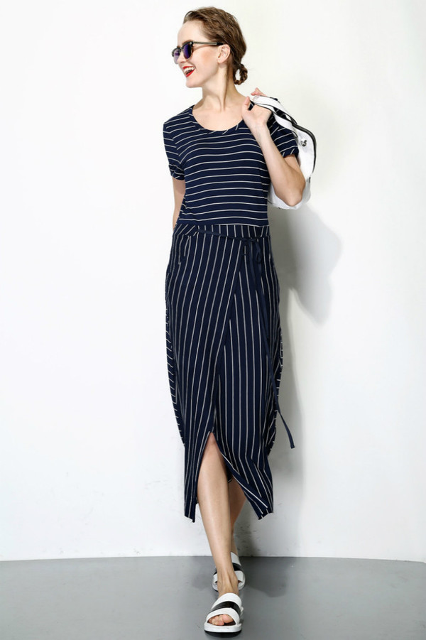 FEW MODA Front Split Stripe Dress FEW MODA Front Split Stripe Dress