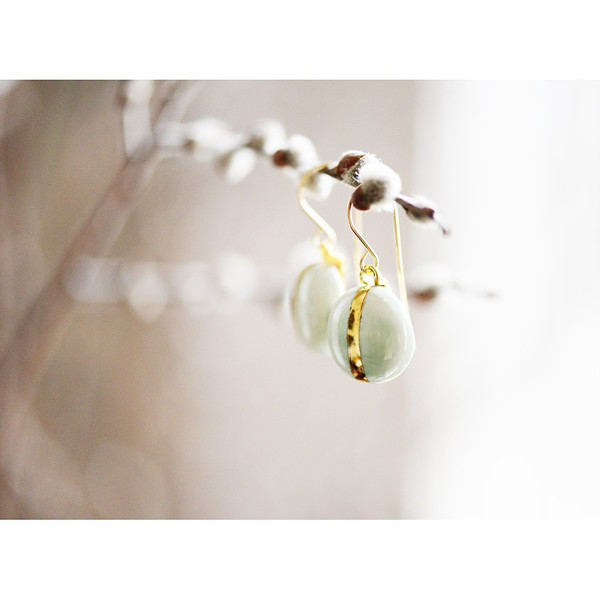 Porcelain and Stone Mint Navigation Earrings Porcelain and Stone Mint Navigation Earrings