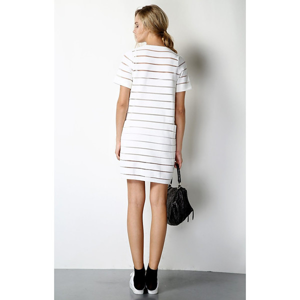 FEW MODA Sheer Striped Wool Dress FEW MODA Sheer Striped Wool Dress