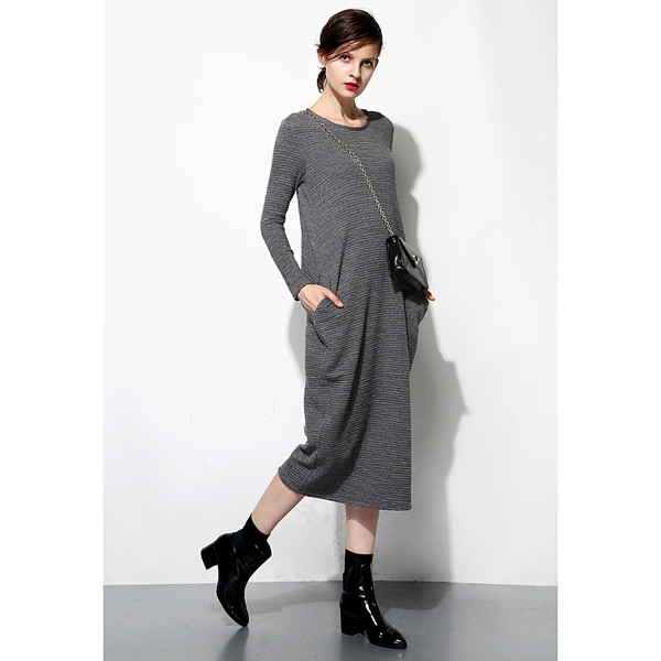Textured Knit Sweater Dress With Pockets Textured Knit Sweater Dress With Pockets