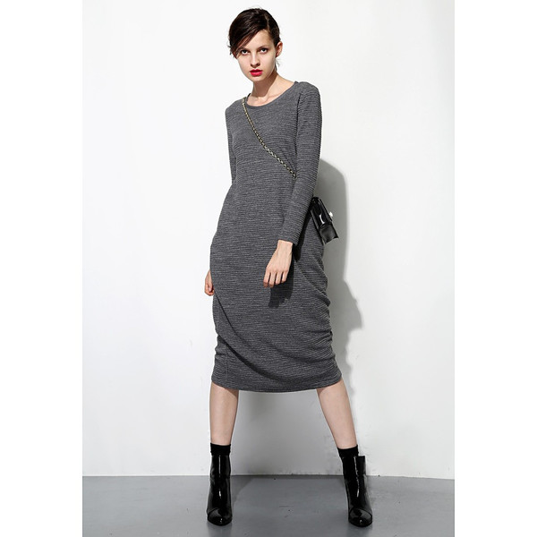 Textured Knit Sweater Dress With Pockets Textured Knit Sweater Dress With Pockets
