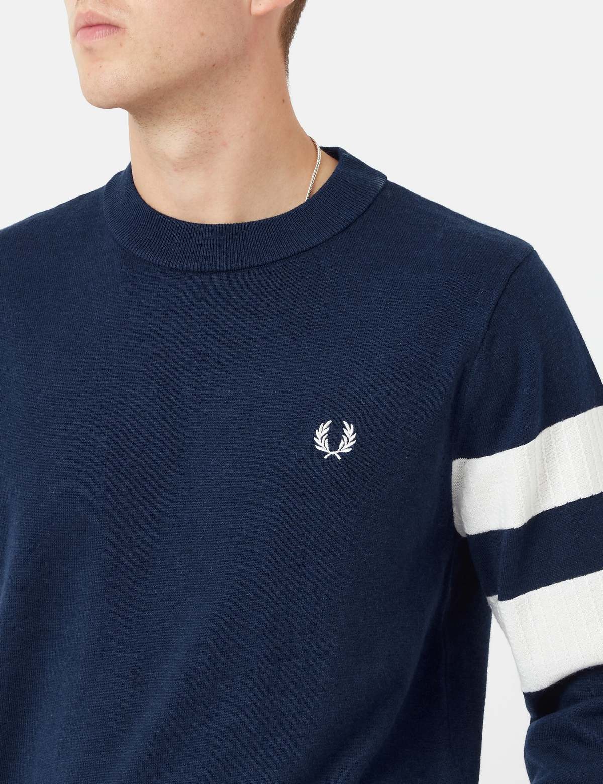 Fred Perry Tipped Sleeve Crew Neck - French Navy Blue