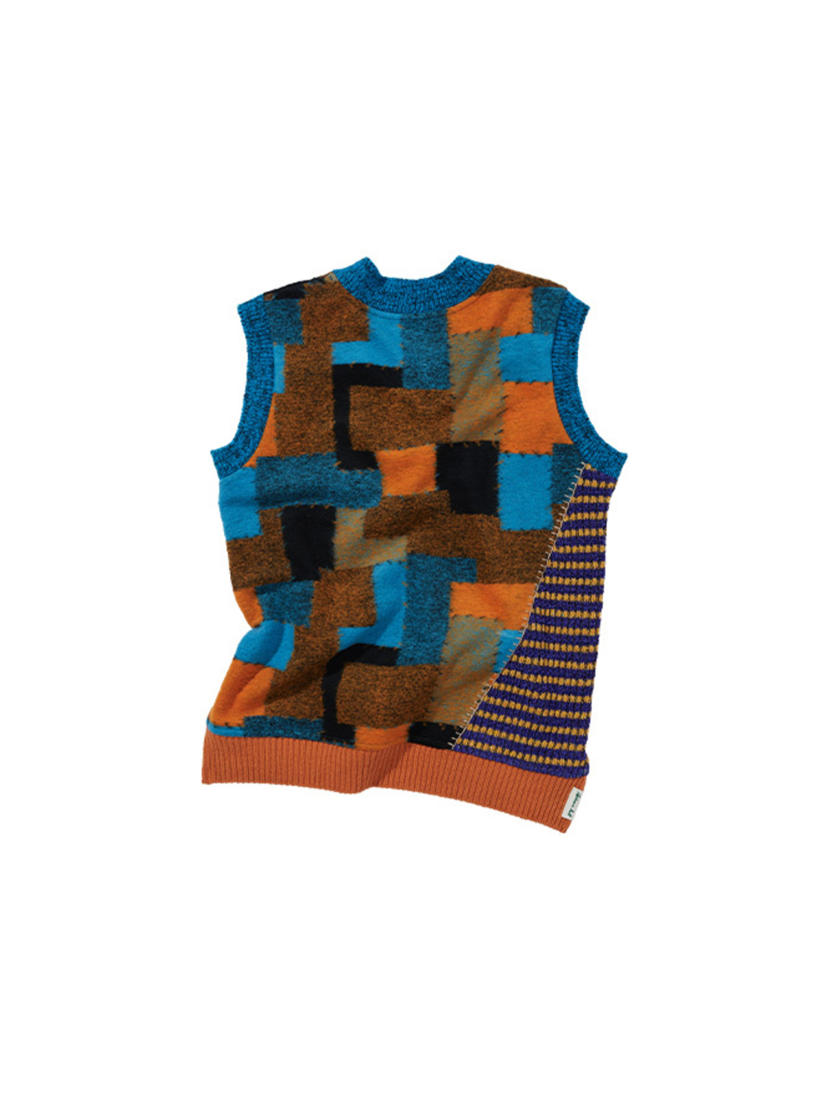 ANDERSSON BELL Oversized Patchwork Sweater Vest Blue Garmentory