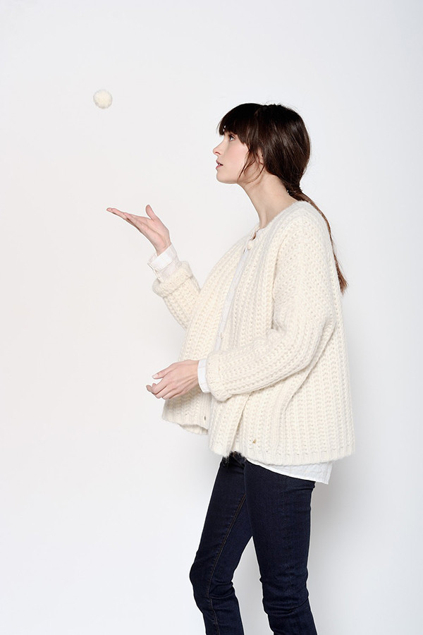 DES PETITS HAUTS AFLUMETTE ECRU CARDIGAN DES PETITS HAUTS AFLUMETTE ECRU CARDIGAN