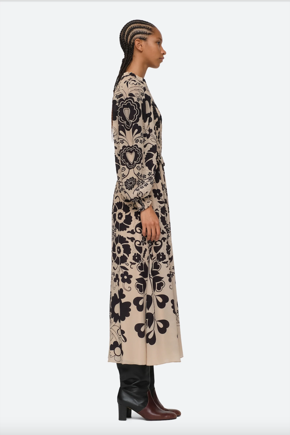 Sea NY Edna Print Long Sleeve Smocked Dress