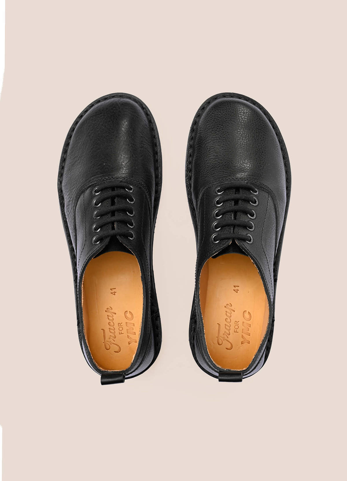 Fracap X YMC Men's Leather Dog Shoes Black Garmentory