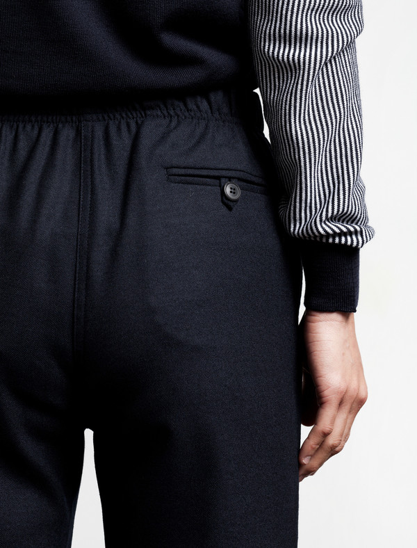 Sunspel Tapered Wool Trouser Navy Sunspel Tapered Wool Trouser Navy