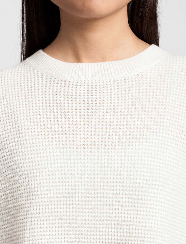 Thakoon Addition Womens Waffle Combo Pullover Ivory Thakoon Addition Womens Waffle Combo Pullover Ivory