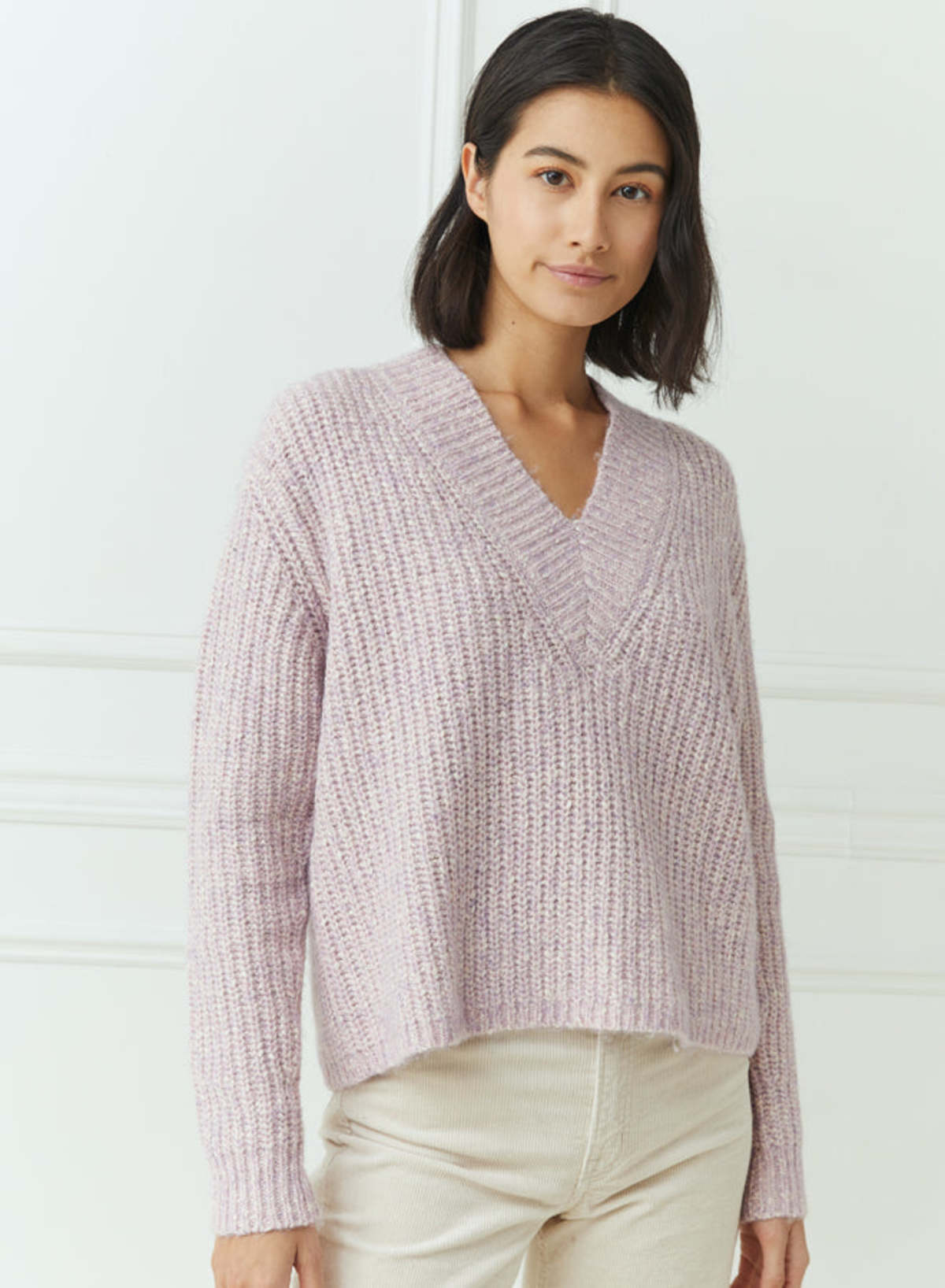 Autumn Cashmere Tweedy Shaker V-Neck 