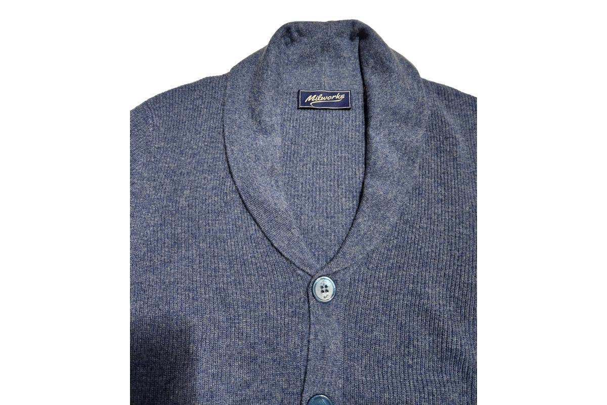 Milworks Wool Cashmere Shawl Cardigan Slate Garmentory