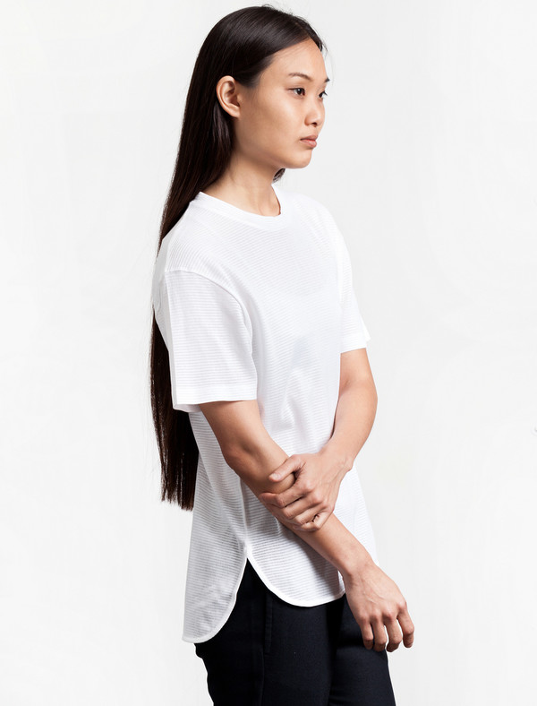 Sunspel Short Sleeve Crewneck Mesh Tee White Sunspel Short Sleeve Crewneck Mesh Tee White