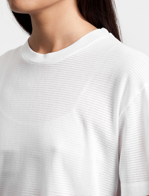 Sunspel Short Sleeve Crewneck Mesh Tee White Sunspel Short Sleeve Crewneck Mesh Tee White