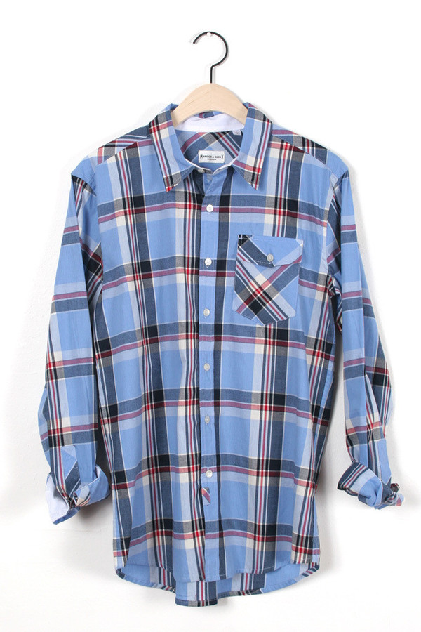 Men's Thomas Blue Plaid Button Up Men's Thomas Blue Plaid Button Up